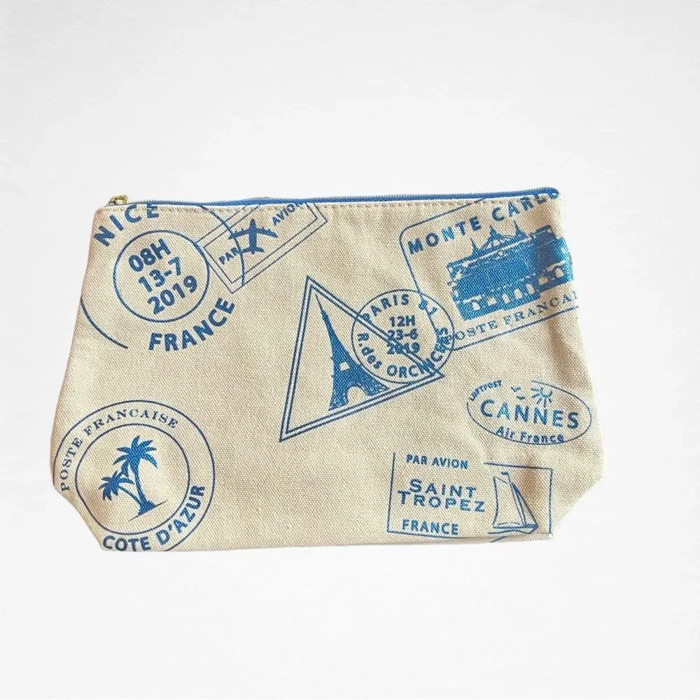 New LANCOME Canvas Travel Theme Cosmetic Bag